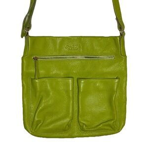 Sam‎ & Kate Leather Purse Chartreuse Crossbody Shoulder Bag Adjustable